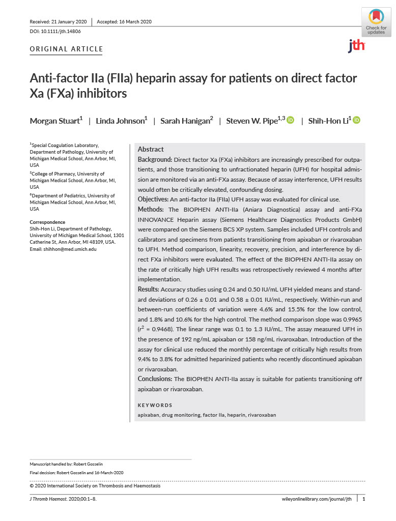 Anti-factor IIa (FIIa) heparin assay for patients on direct factor Xa (FXa) inhibitors